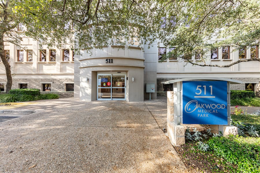 Outside sidewalk view of medical office building.